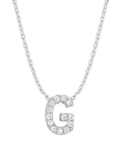 Witgouden hanger G, 0.05 ct diamant, Alphabet