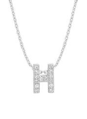 White gold pendant H, 0.05 CT Diamond, Alphabet