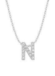 White gold pendant N, 0.05 CT Diamond, Alphabet