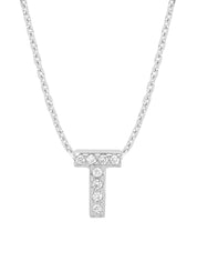 White gold pendant T, 0.04 CT Diamond, Alphabet
