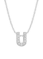 White gold pendant U, 0.05 CT Diamond, Alphabet