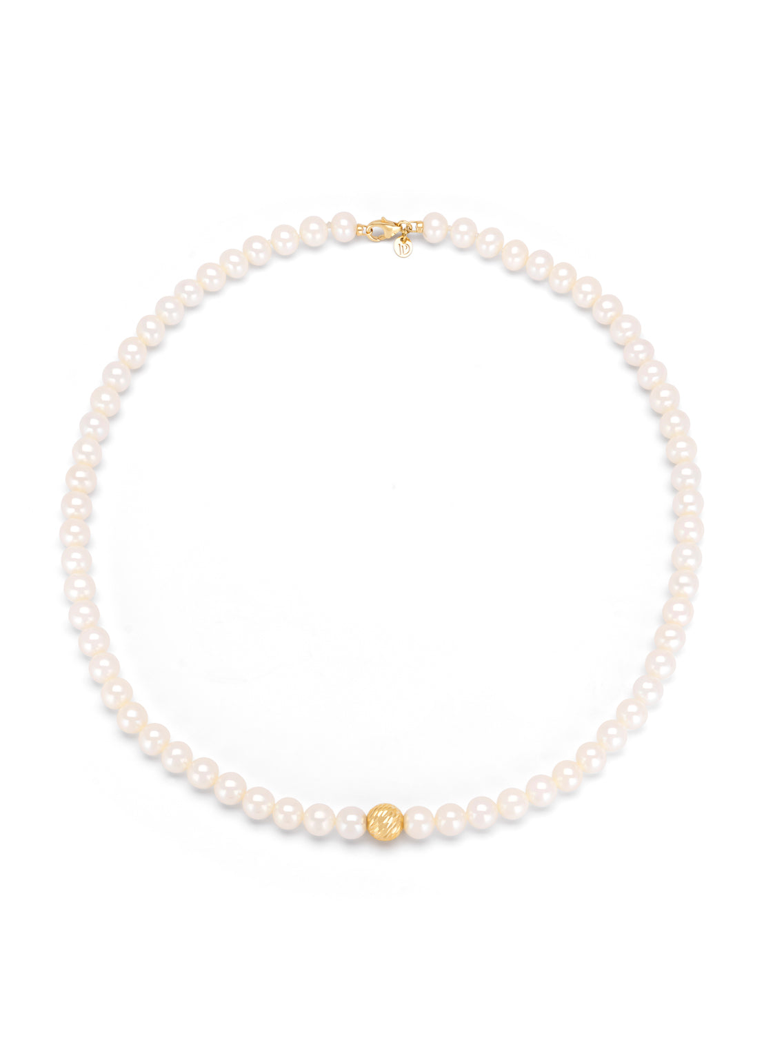 Yellow gold pearl chain rivièra