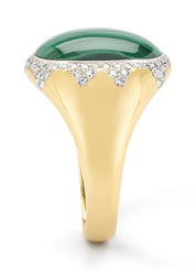 Geelgouden ring, 6.00 ct malachiet, Gallery