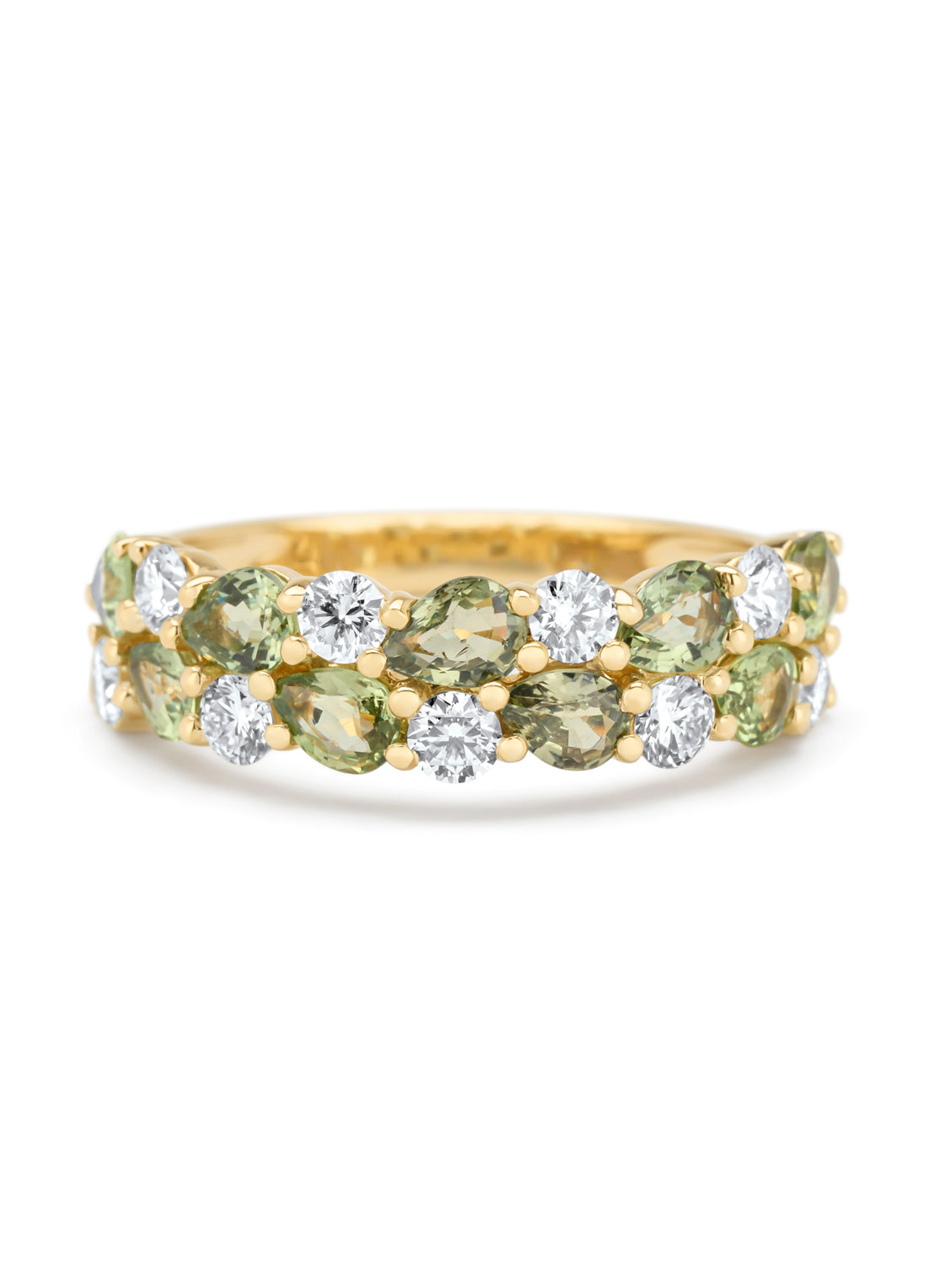 Geelgouden ring, 1.65 ct groene saffier, Eden