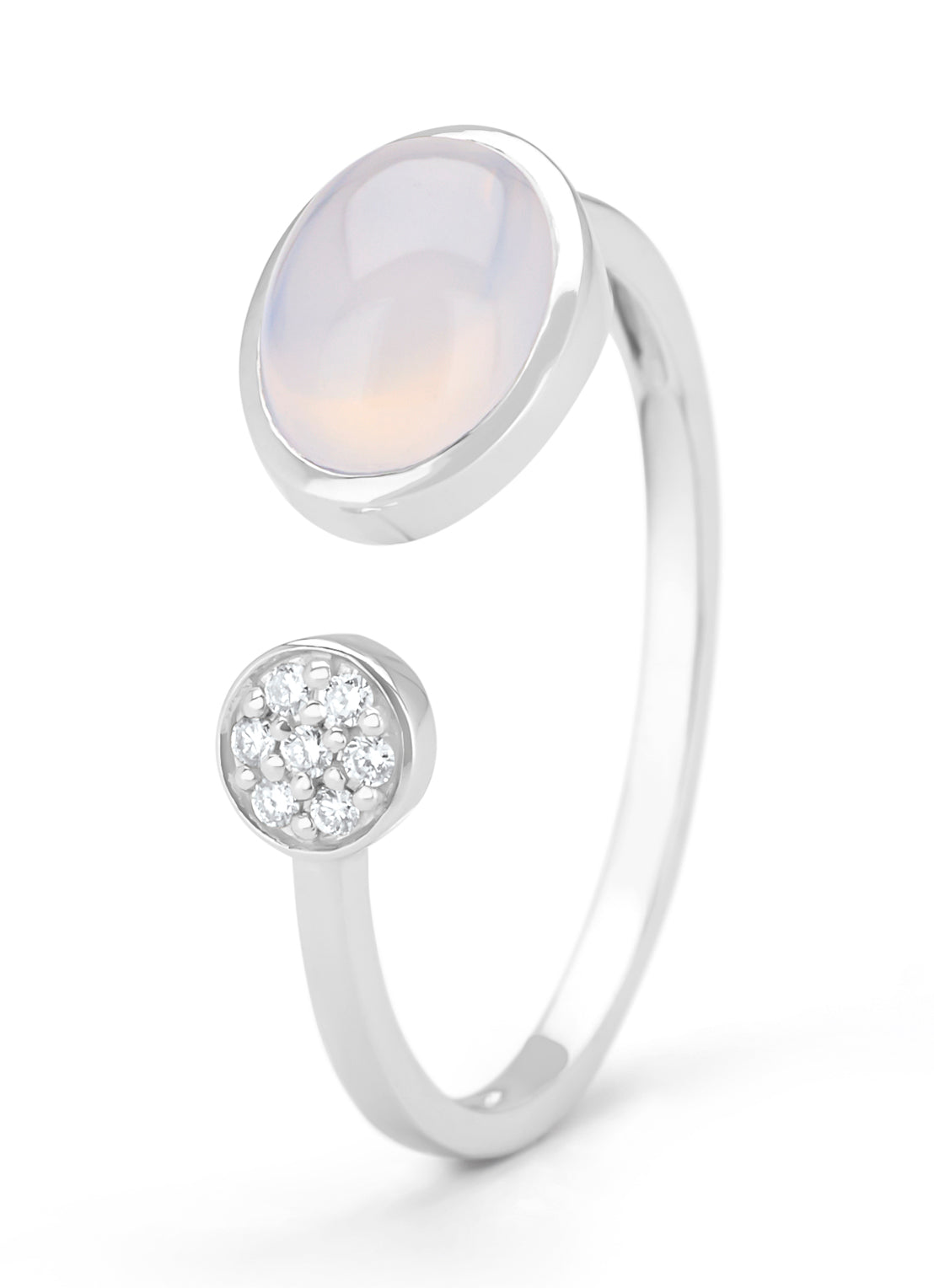 White gold ring, 1.19 CT Blue Chalcedone, Little Drops