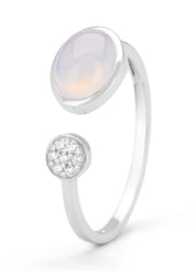 White gold ring, 1.19 CT Blue Chalcedone, Little Drops