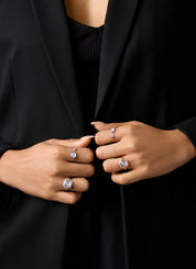 White gold ring, 1.19 CT Blue Chalcedone, Little Drops