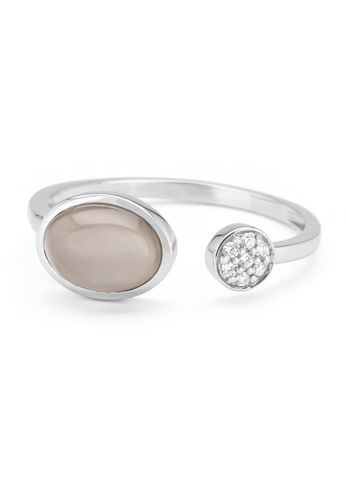 Witgouden ring, 1.24 ct maansteen, Little Drops