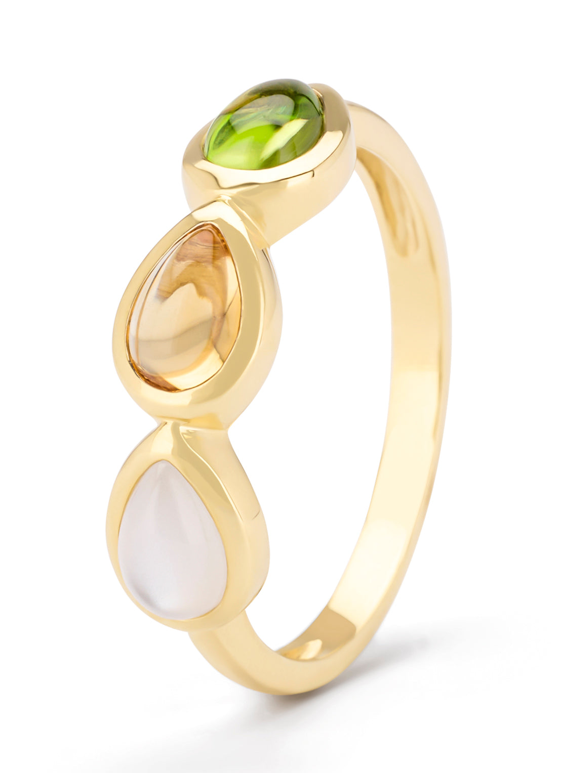 Yellow gold ring, 0.47 ct Kwarts, Little Drops