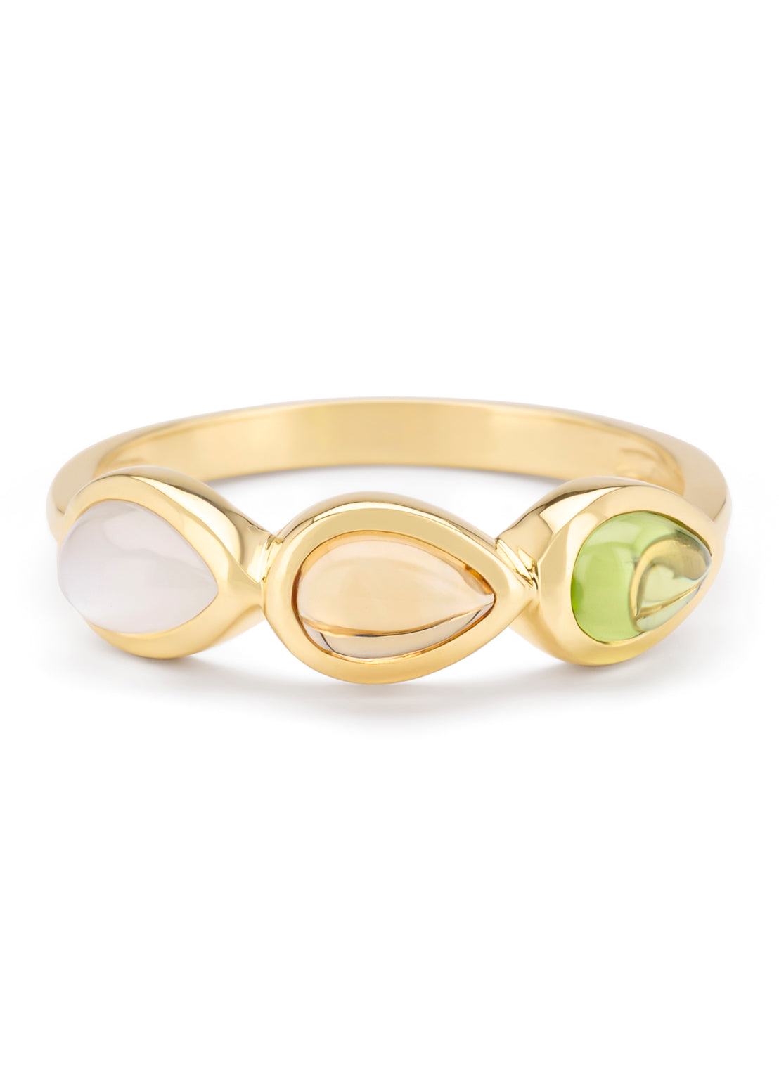 Yellow gold ring, 0.47 ct Kwarts, Little Drops