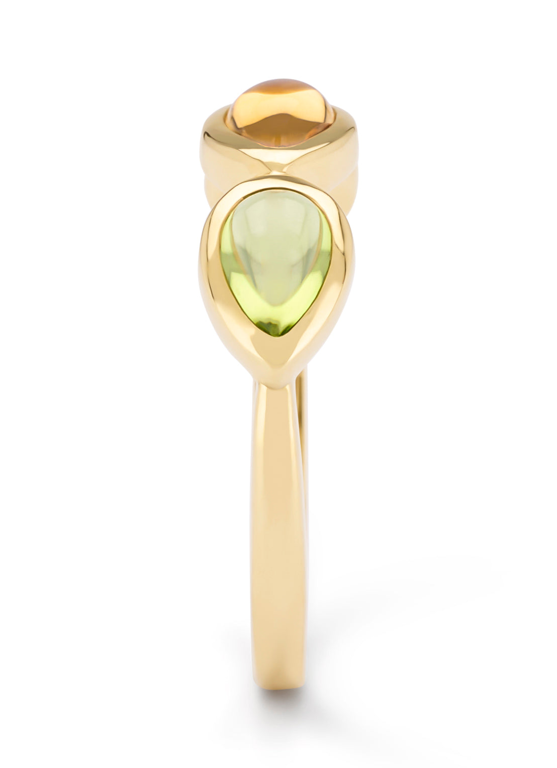 Yellow gold ring, 0.47 ct Kwarts, Little Drops