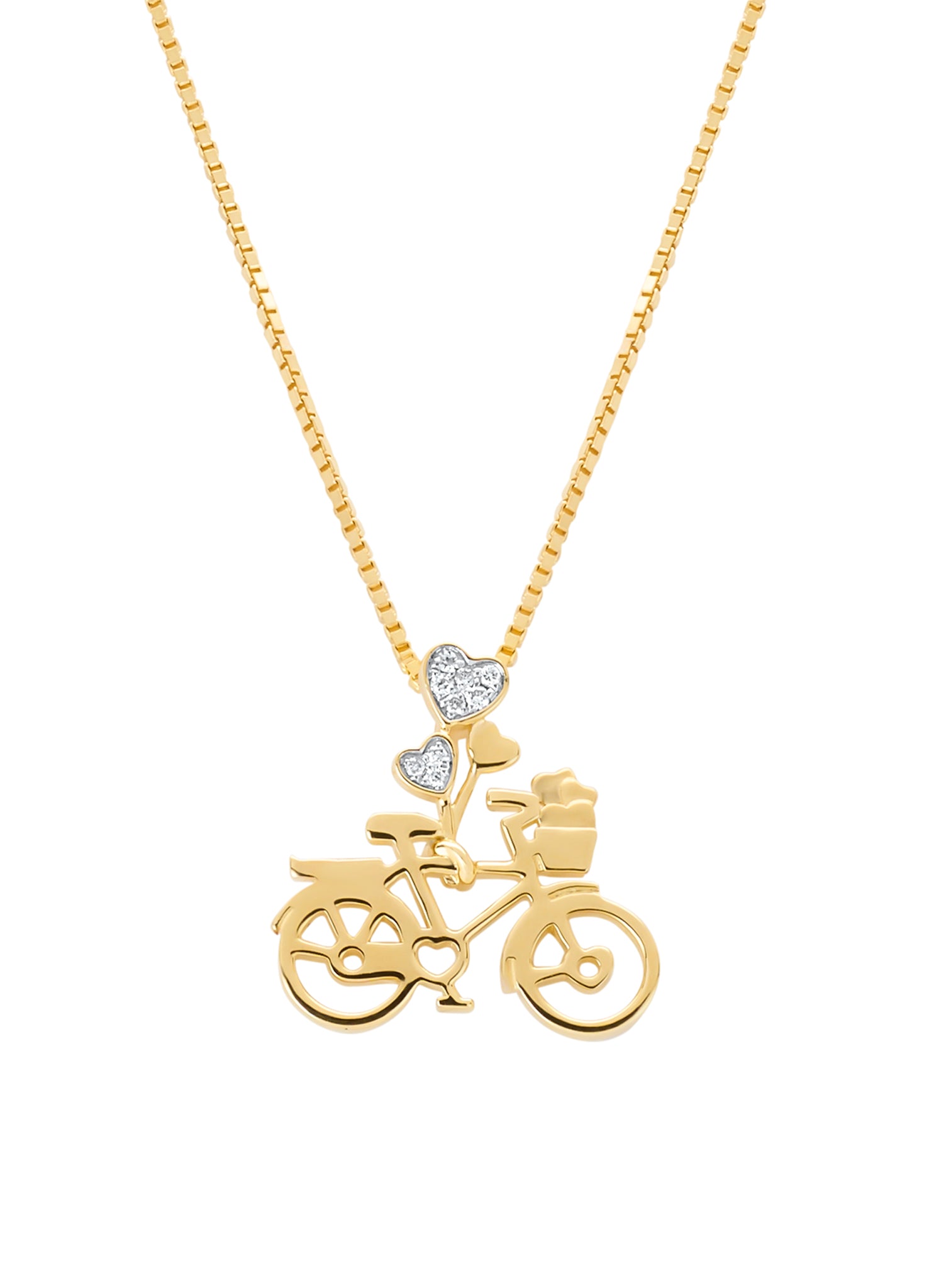 Yellow gold bicycle pendant, 0.03 ct diamond, Dutch Icons