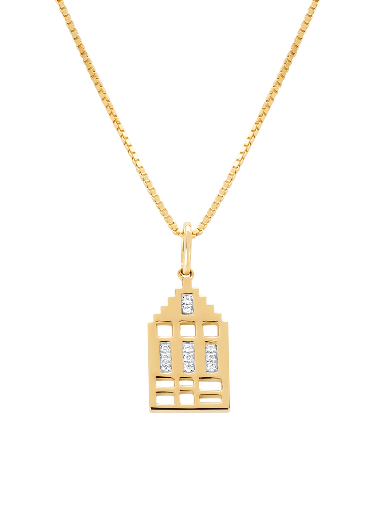 Geelgouden hanger, 0.04 ct diamant, Dutch icons