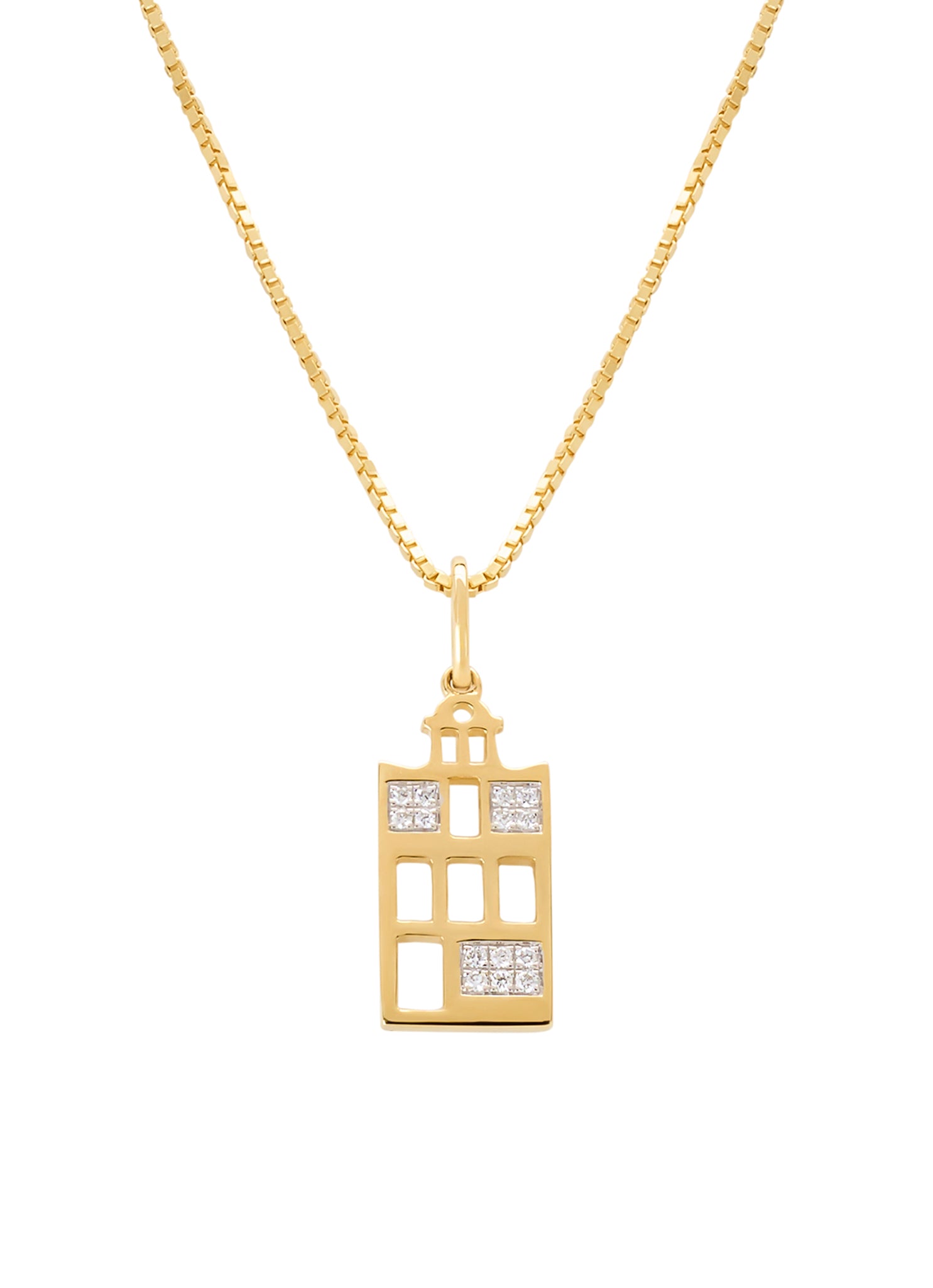 Geelgouden hanger, 0.05 ct diamant, Dutch icons
