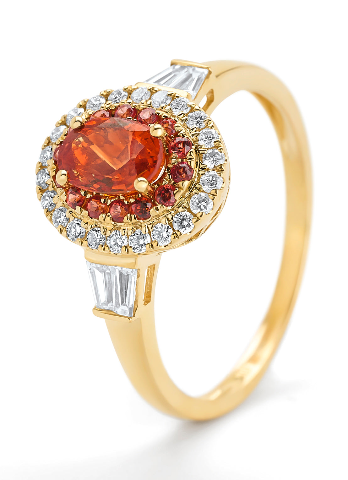 Yellow gold ring, 0.88 ct orange sapphire (edited), Eden