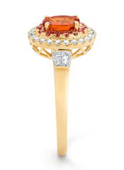 Yellow gold ring, 0.88 ct orange sapphire (edited), Eden
