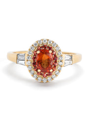 Yellow gold ring, 0.88 ct orange sapphire (edited), Eden
