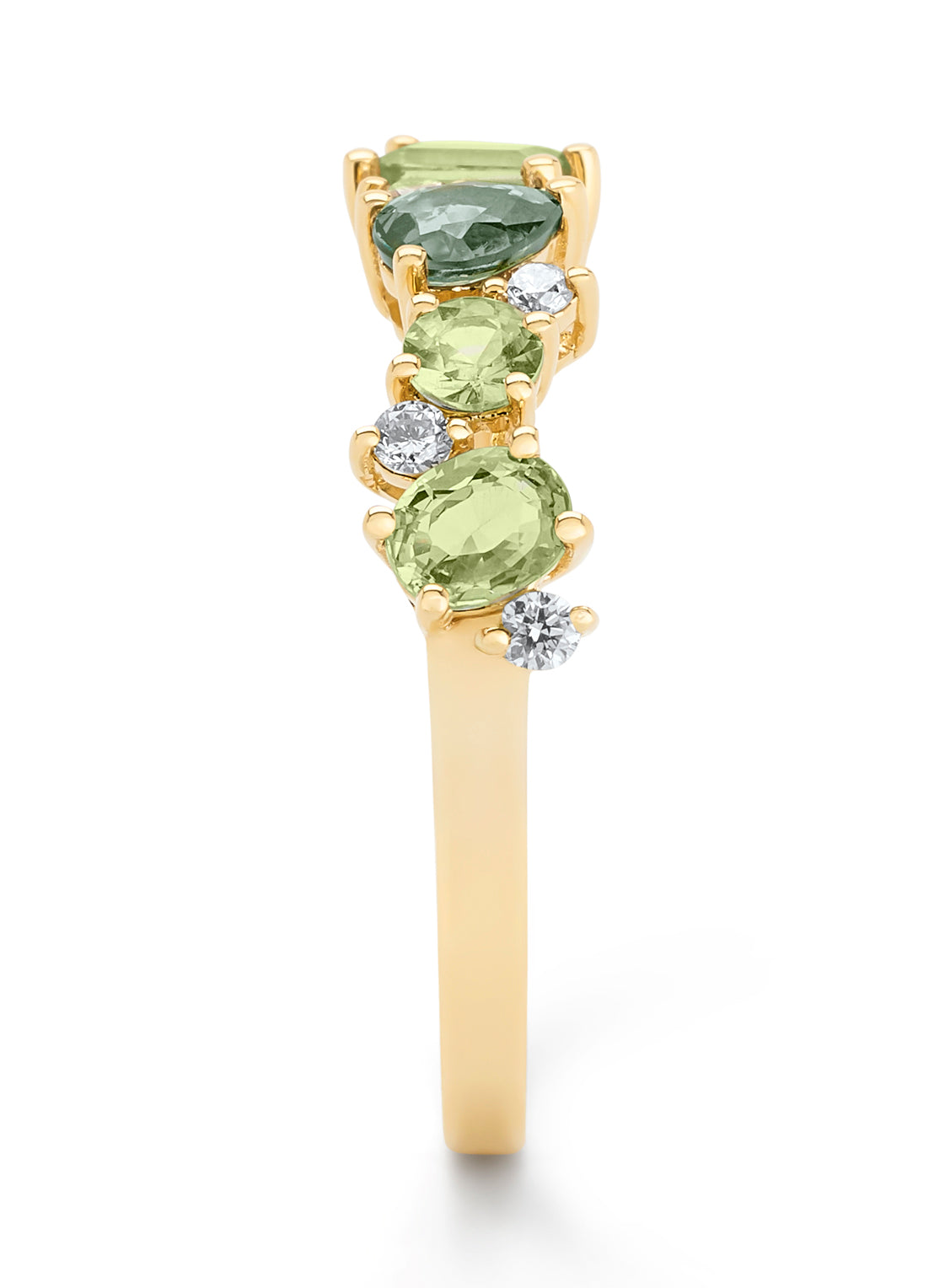 Yellow gold ring, 1.10 ct green sapphire, Eden