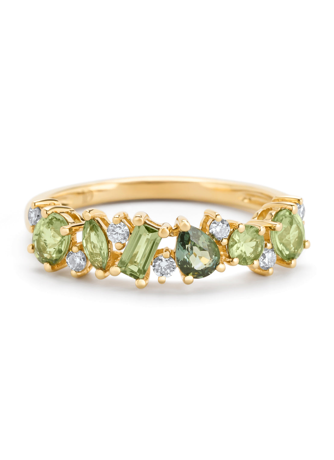 Yellow gold ring, 1.10 ct green sapphire, Eden