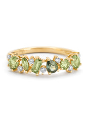 Yellow gold ring, 1.10 ct green sapphire, Eden