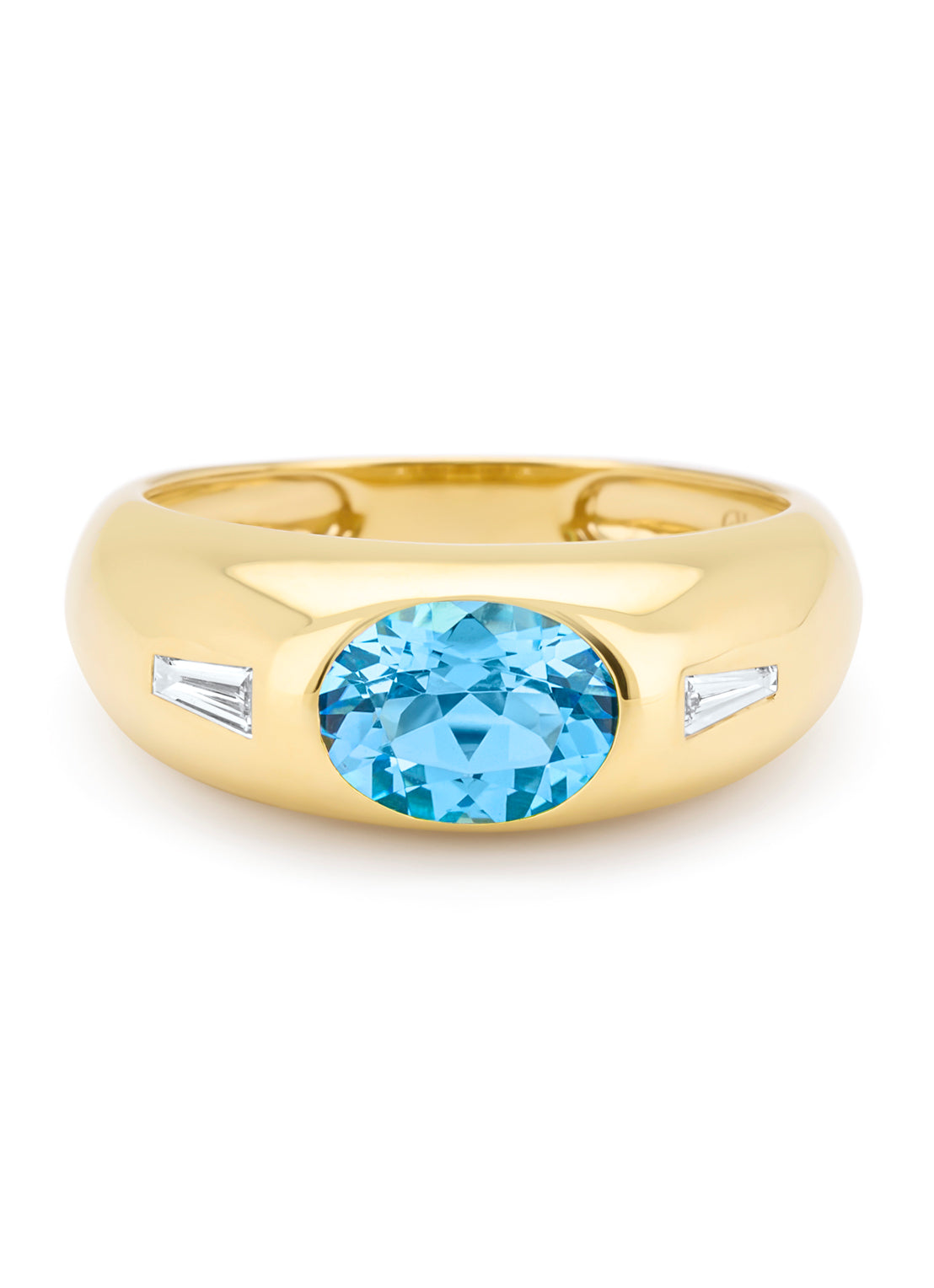 Yellow gold ring, 1.42 ct topaz, bold