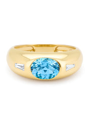 Yellow gold ring, 1.42 ct topaz, bold