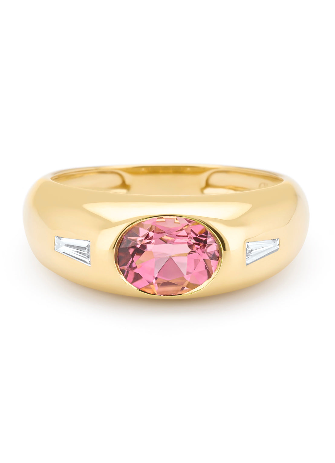 Yellow gold ring, 1.19 ct tourmaline, bold