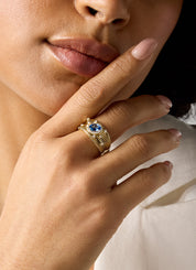 Geelgouden ring, 1.01 ct blauwe saffier, Gallery