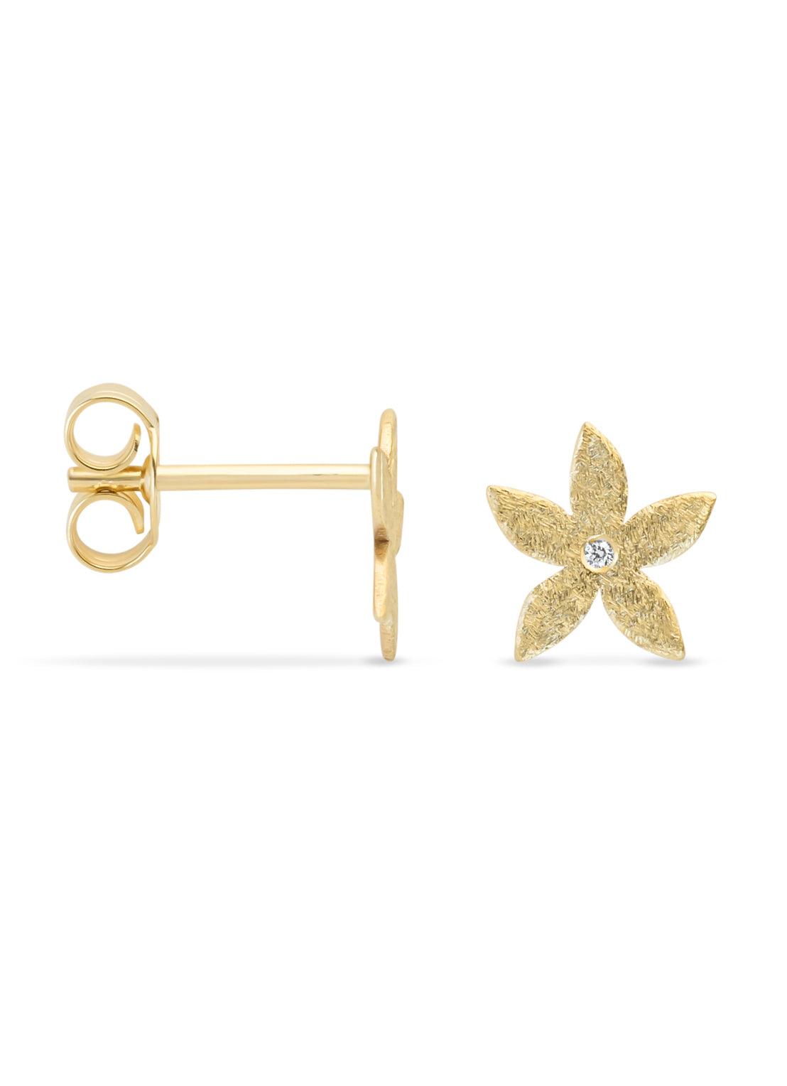 Yellow gold earring, 0.01 CT Diamant, Marigold