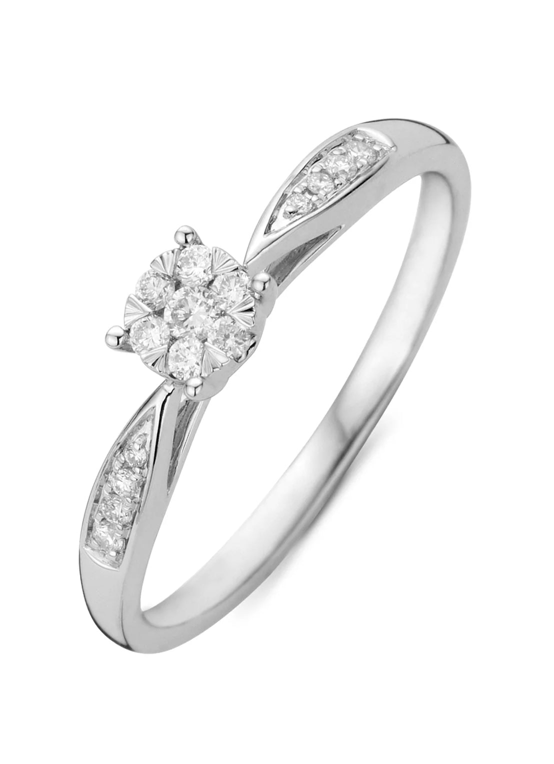 White gold ring 18 carat, 0.15 ct diamond, Enchanted