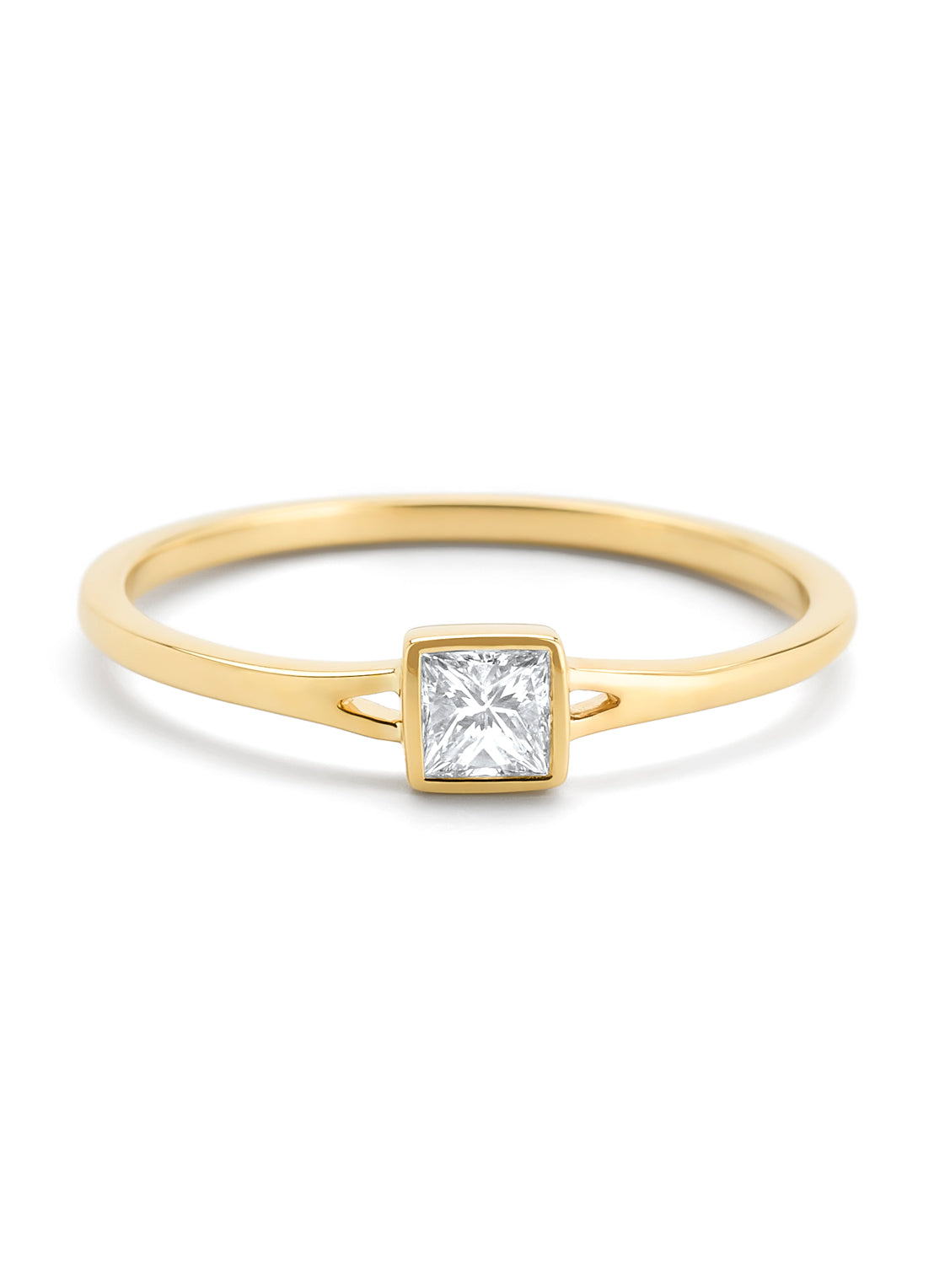 Yellow gold ring, 0.20 ct diamond, Starlight