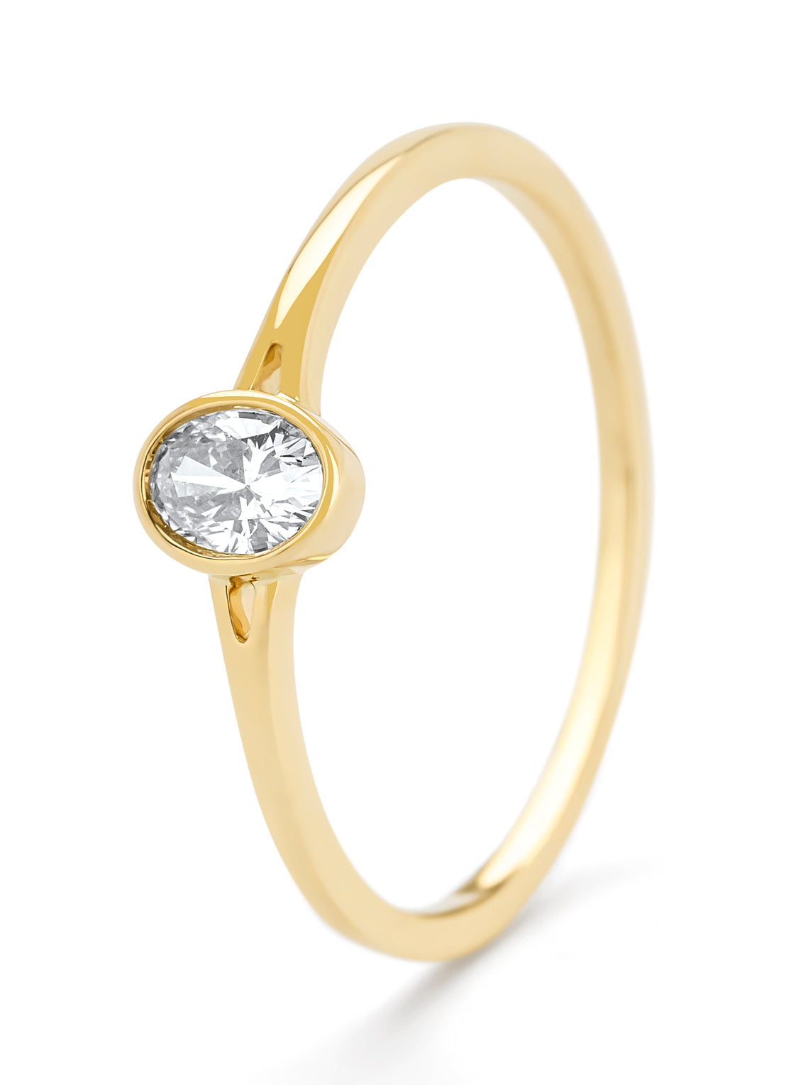 Yellow gold ring, 0.22 ct diamond, Starlight