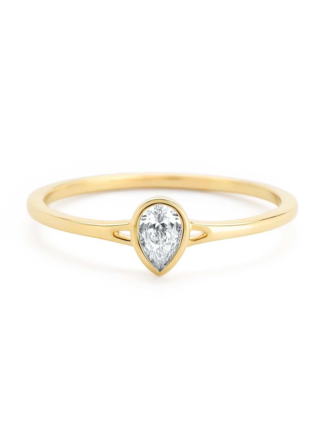 Geelgouden ring, 0.20 ct diamant, Starlight
