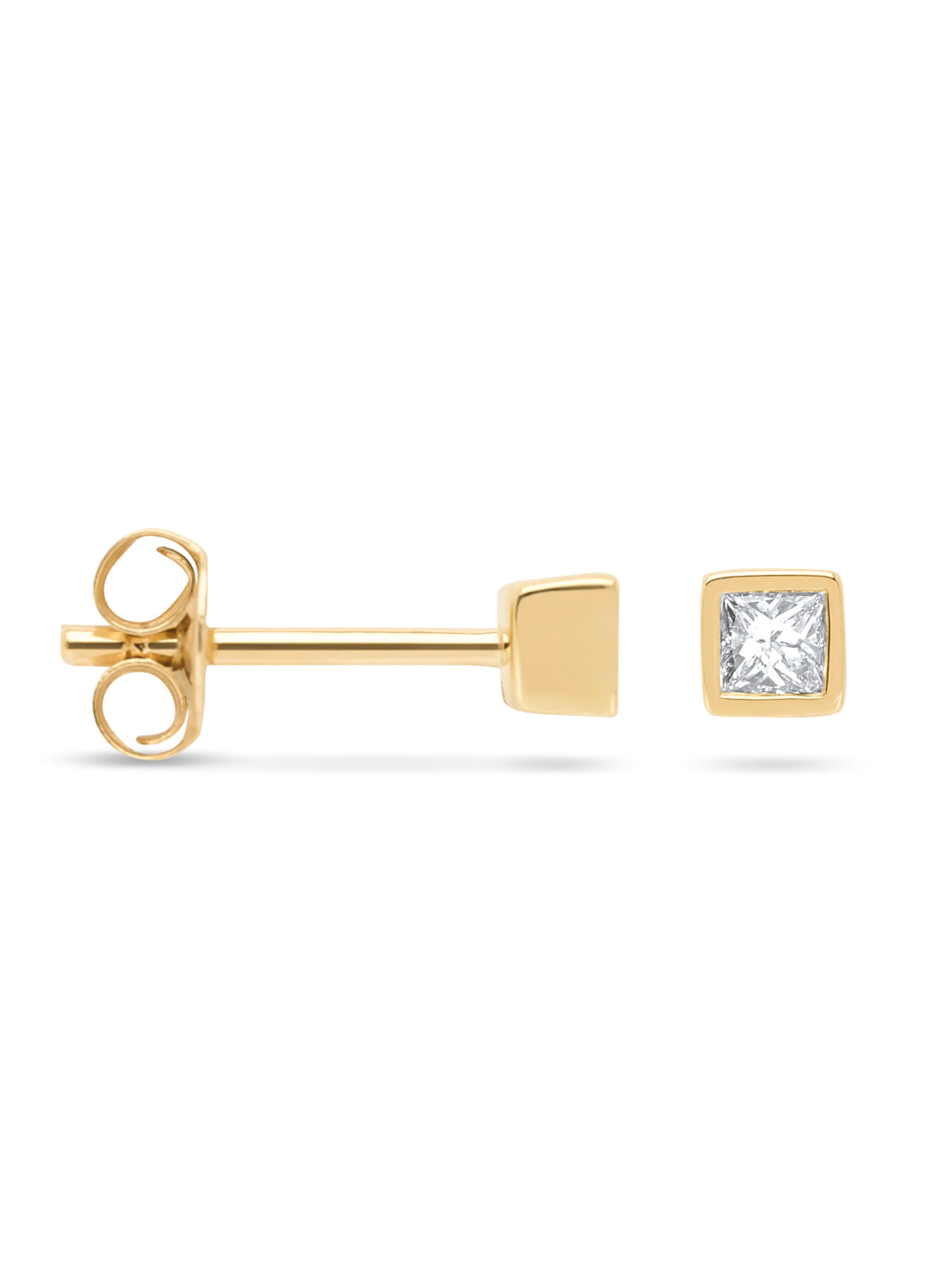 Yellow gold earrings, 0.22 ct diamond, Starlight