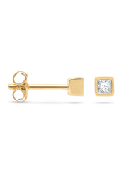 Yellow gold earrings, 0.22 ct diamond, Starlight