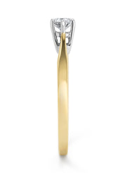 Geelgouden solitairring, 0.26 ct diamant, Groeibriljant