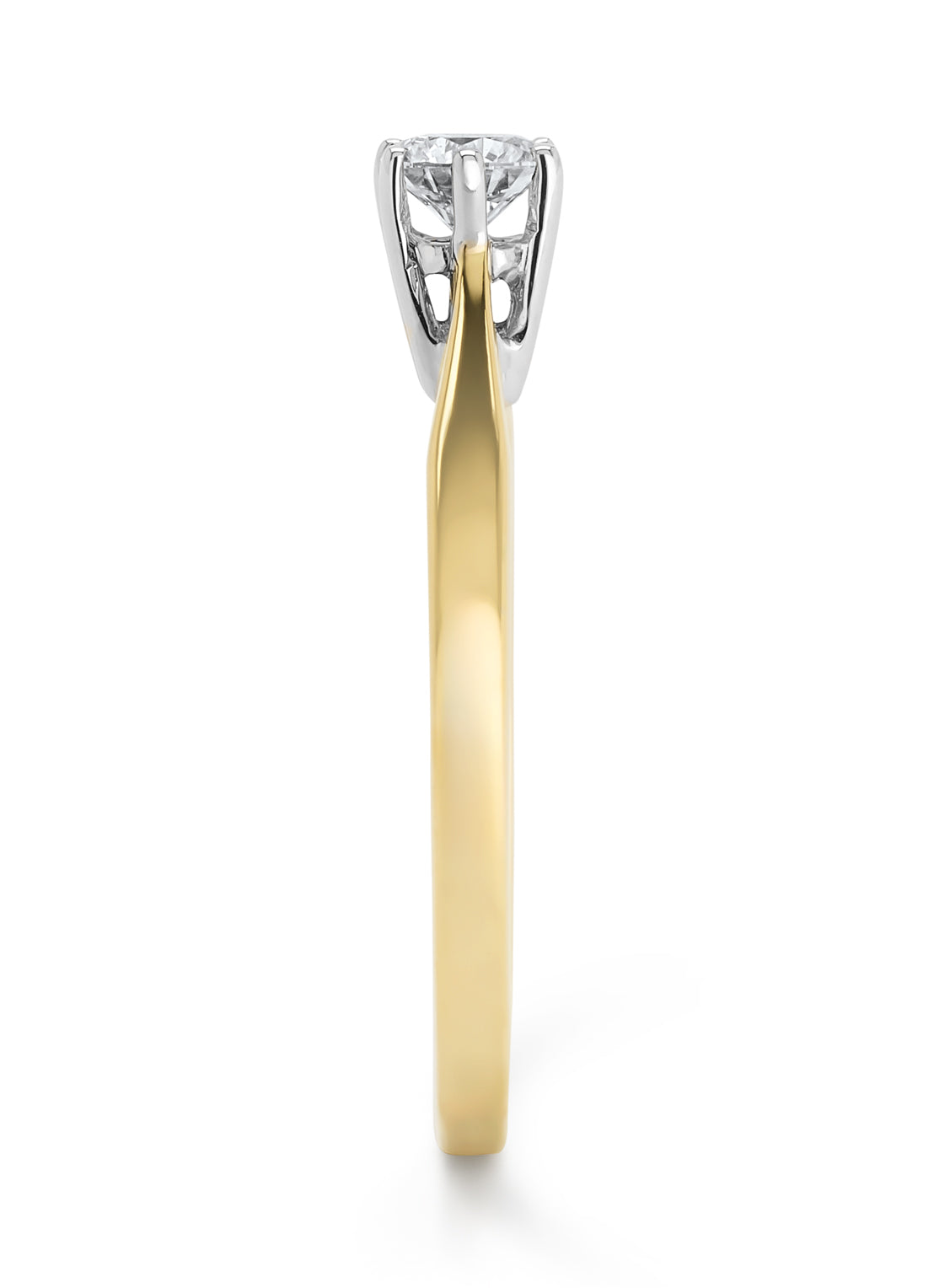 Geelgouden solitairring, 0.27 ct diamant, Groeibriljant