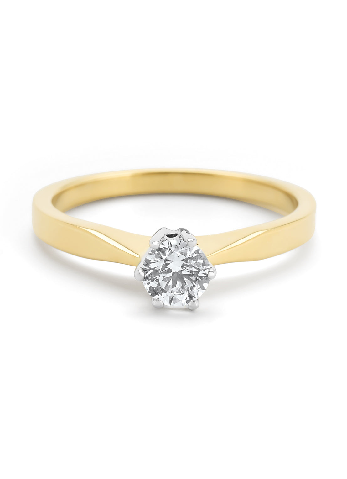 Geelgouden solitairring, 0.33 ct diamant, Groeibriljant