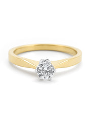 Geelgouden solitairring, 0.33 ct diamant, Groeibriljant