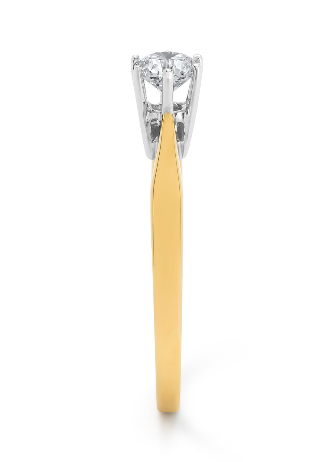 Geelgouden solitairring, 0.33 ct diamant, Groeibriljant