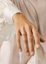 Yellow gold solitary ring, 0.40 ct diamond, Groeibriljant
