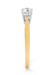 Yellow gold solitary ring, 0.40 ct diamond, Groeibriljant