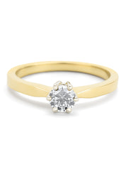 Geelgouden solitairring, 0.45 ct diamant, Groeibriljant