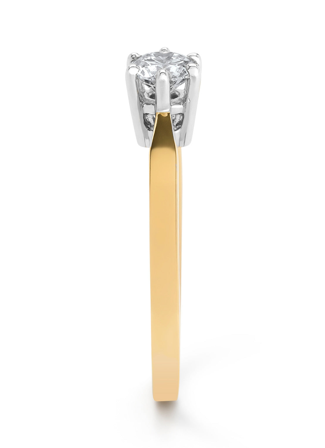Geelgouden solitairring, 0.45 ct diamant, Groeibriljant