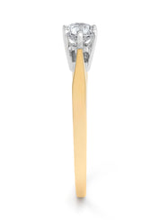 Geelgouden solitairring, 0.50 ct diamant, Groeibriljant