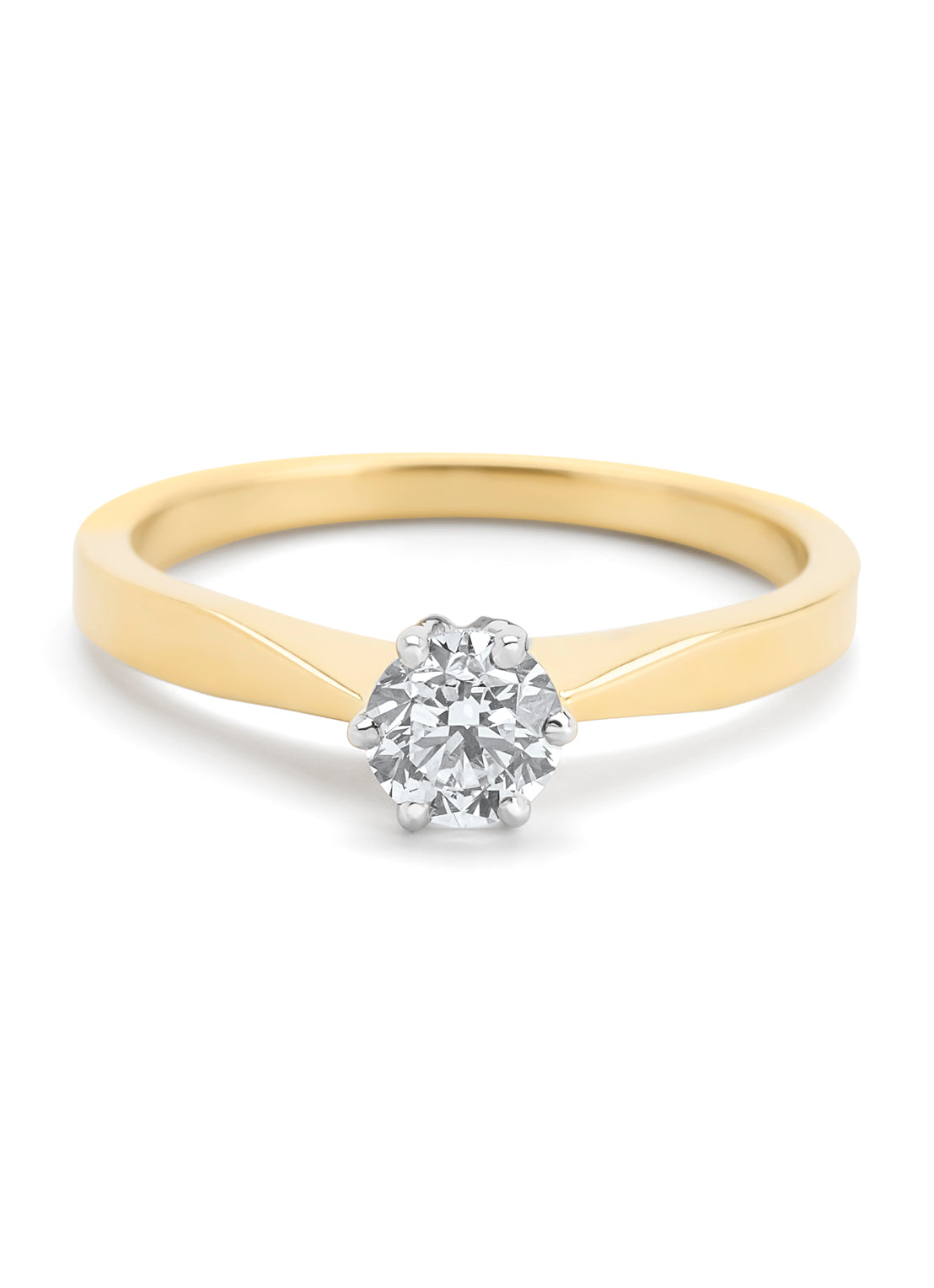 Geelgouden solitairring, 0.50 ct diamant, Groeibriljant