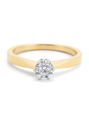 Geelgouden solitairring, 0.50 ct diamant, Groeibriljant