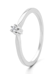 Witgouden solitairring, 0.04 ct diamant, Groeibriljant
