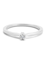 Witgouden solitairring, 0.04 ct diamant, Groeibriljant