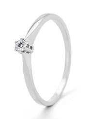 Witgouden solitairring, 0.08 ct diamant, Groeibriljant